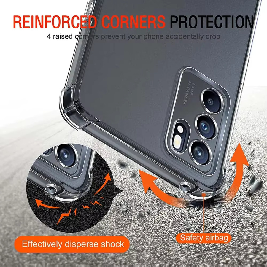 Stoßfeste und transparente TPU Schutzhülle für Oppo Reno 12 11 F 10 5G 5 6 7 8 Lite Pro Plus Cover 8T 4G, staubdichtes kristallweiches Cover in Transparent - Bild 3