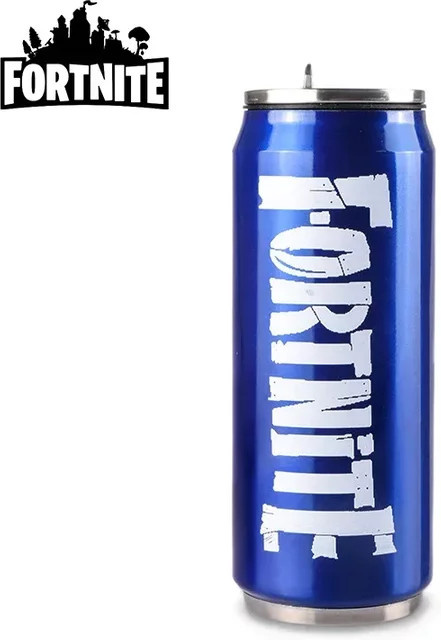 Fortnite Wasserbecher mit Strohhalm aus Edelstahl in Blau, 450 ml - Bild 1