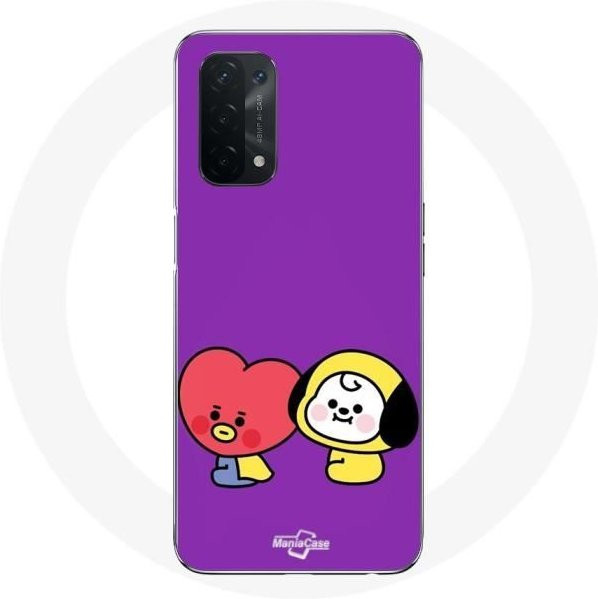MANIACASE Handyhülle für Oppo A74 5G mit BTS Bangtan Sonyeondan Tata V Chimim Design in Purple, flexibel - Bild 1