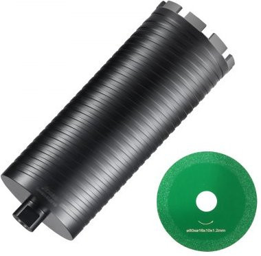 VEVOR Diamant-Kernbohrer für Beton, Ziegel und Blöcke, Nass- und Trockenbohrer mit Führungsbohrer und Sägeblatt, Durchmesser: 10,8 cm, Bohrtiefe: 29,0 cm, Farbe: Schwarz - Bild 1