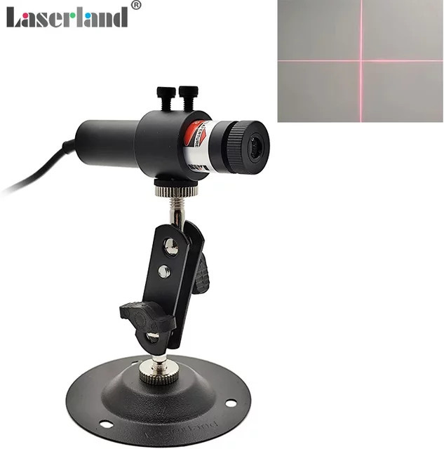 Laserland Rotes Lasermodul als fokussierbarer Kreuzhaar-Locator für Transferpresse, Siebdruck, Stoff, Holzarbeiten und Sägewerksausrichtung - Bild 1