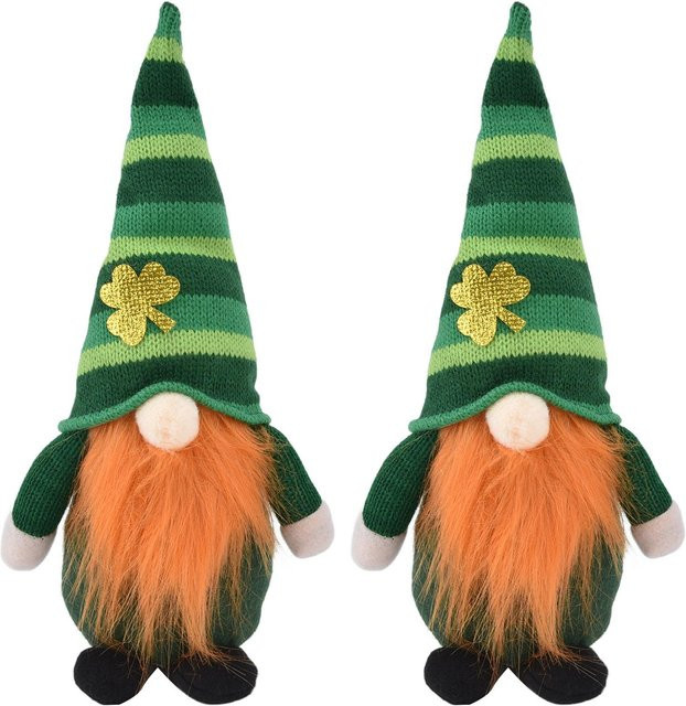2er-Set Plüschgnome von OutsideWorld für St. Patricks Day in Irischgrün und Blau - Bild 1