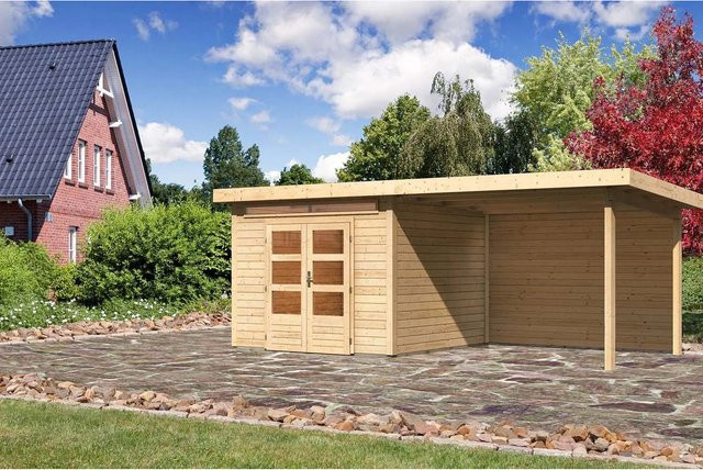 Karibu Holz-Gartenhaus Kumla 6 Natur mit Pultdach und modernem Design, B/T: 270 x 270 cm - Bild 1
