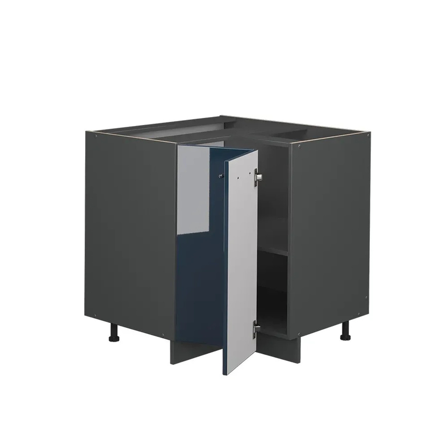 Vicco Eckunterschrank Fame-Line in Anthrazit und Dunkelblau Hochglanz mit Arbeitsplatte in Eiche, Höhe: 87 cm - Bild 3