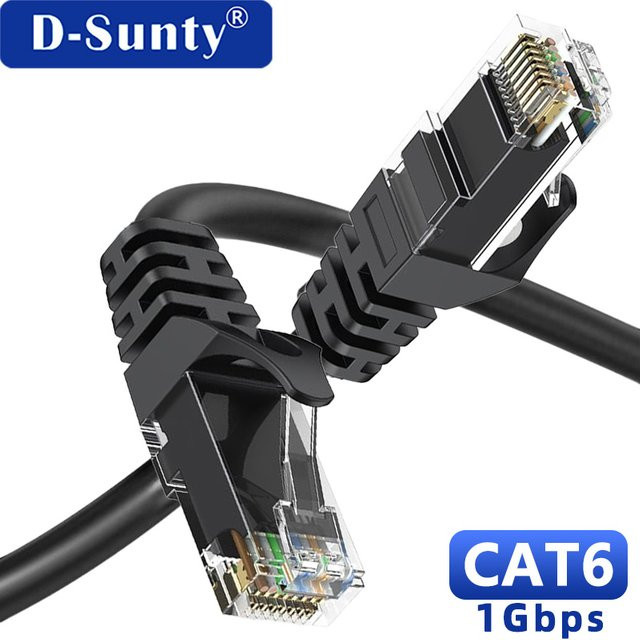 D-Sunty Cat6 Ethernet-LAN-Kabel mit RJ45-Stecker, Schwarz, 250 MHz Hochgeschwindigkeits-Gigabit-Netzwerk-Patchkabel - Bild 1