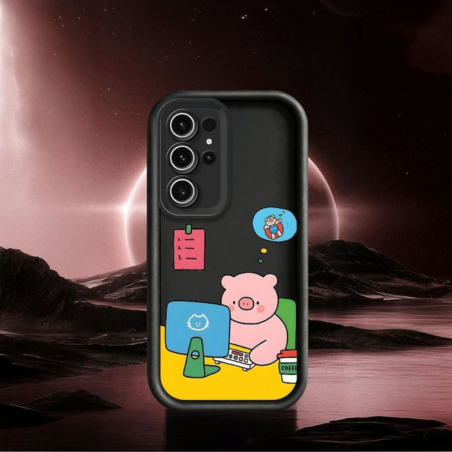 Silikon Handyhülle mit Arbeits-Schwein-Muster für Samsung Galaxy S26 S25 S24 S23 S22 S21 S20 Ultra Plus FE Note 20 Ultra, Multicolor - Bild 1