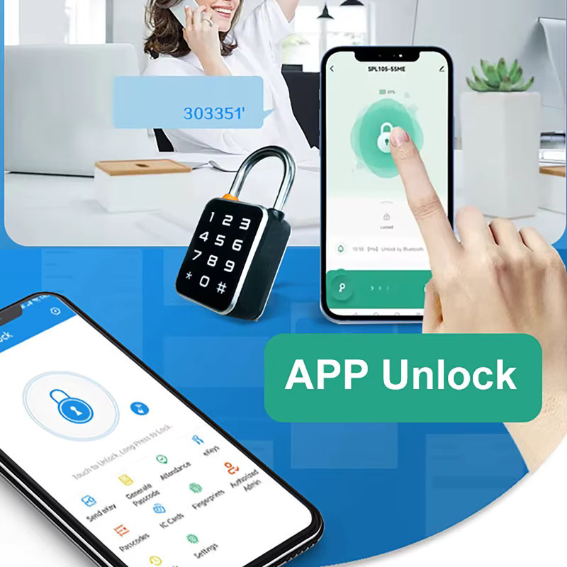 luxuglow Smart Biometrisches Vorhängeschloss mit Fingerabdruck und App-Steuerung, Tragbares Anti-Diebstahl Schloss mit Passwort-Kombination und USB-Ladefunktion für Spind, Gepäck und Fitnessstudio - Bild 6