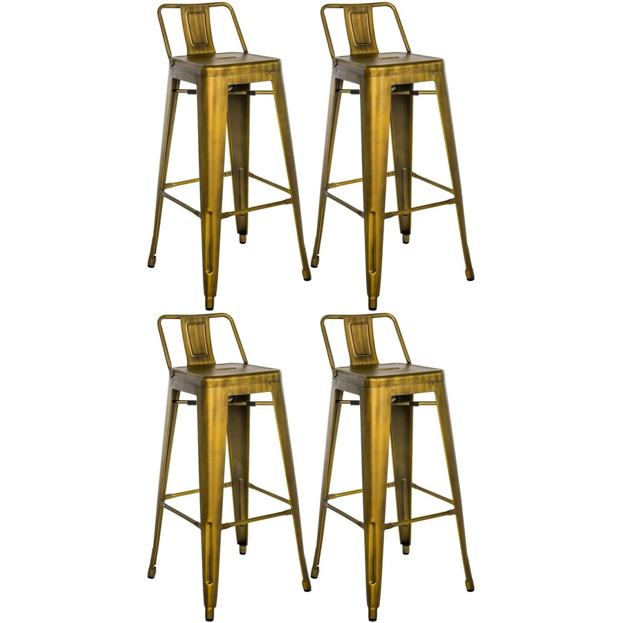 4er Set Barhocker DELUKE LEKEL in Gold aus Metall im Industrial-Stil, B/T/H: 44 x 43 x 96 cm - Bild 2