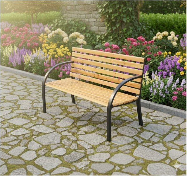 Gartenbank Osaka von Prestige Home Living aus Tanne in Braun, B/T/H: 122 x 60 x 83 cm - Bild 1