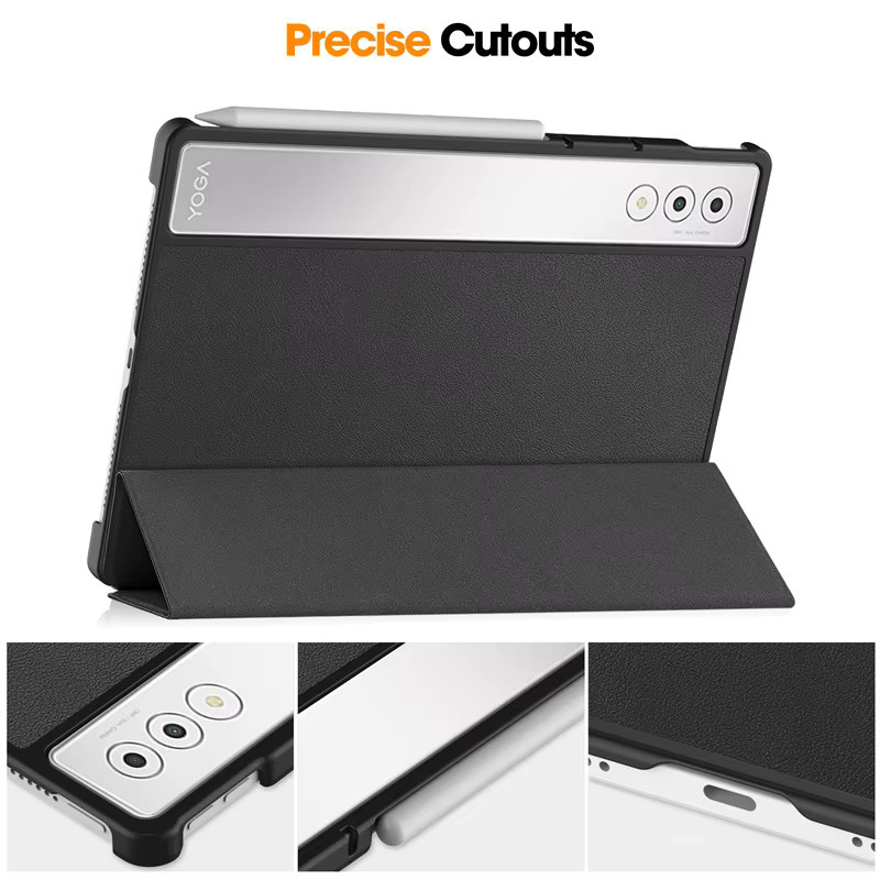 Lenovo Yoga Tab Plus TB520FU Schutzhülle aus Leder mit Trifold-Funktion für 12,7 Zoll in Schwarz und Grün - Bild 5