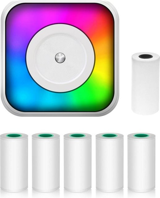 Tooarts Mini-Thermodrucker in Weiß mit RGB-Licht, tragbarer Bluetooth Sticker-Maker für sofortige Fotos ohne Tinte - Bild 1