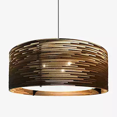Graypants Scraplights Drum Pendelleuchte aus Holz in Grau und Braun - Bild 1