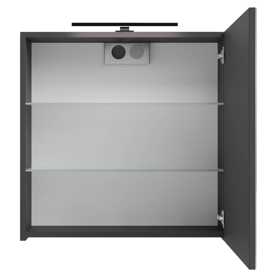 byLIVING Spiegelschrank SPREE in Anthrazit mit LED-Beleuchtung und Soft-Close-Türen, B/H/T: 60 x 60 x 15 cm - Bild 2