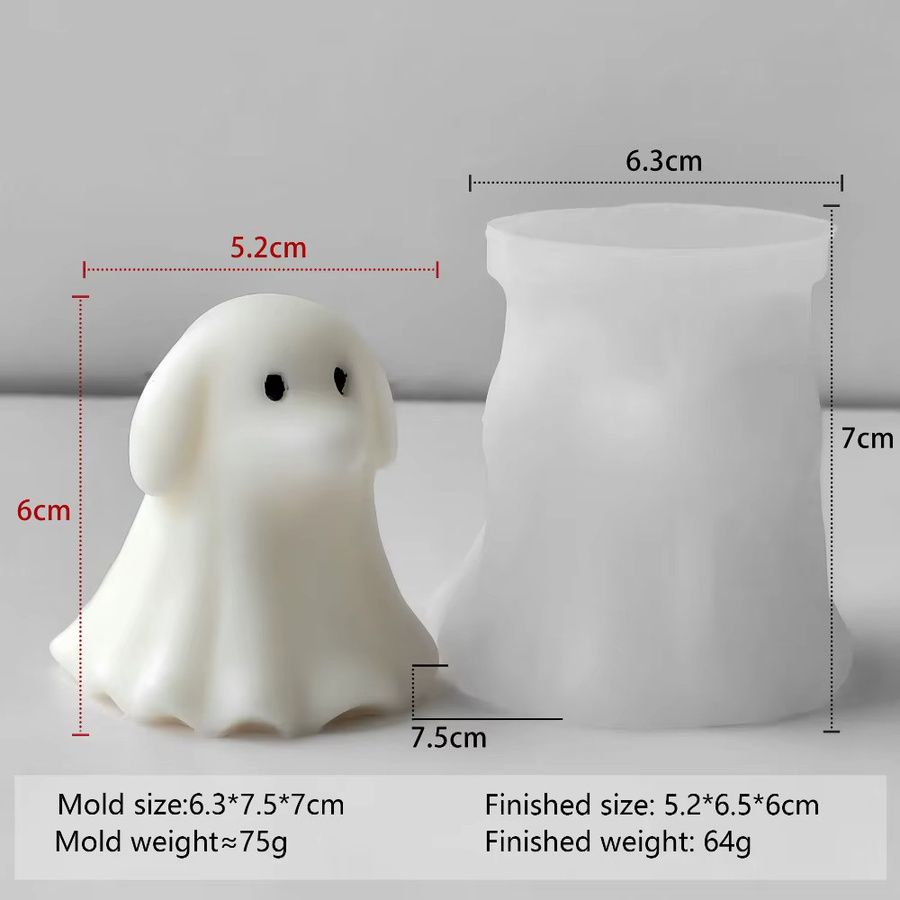 XMSJ Halloween Silikonform für Geisterkerzen, Katzen, Hunde und Kürbisse zur Herstellung von Wachs- und Harzdekorationen in Weiß - Bild 1