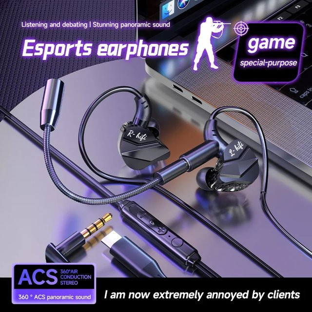 Samsung Gaming In-Ear Kopfhörer in Schwarz mit zwei Mikrofonen, HiFi-Stereo-Headset mit USB-C und 3,5 mm Klinke - Bild 1