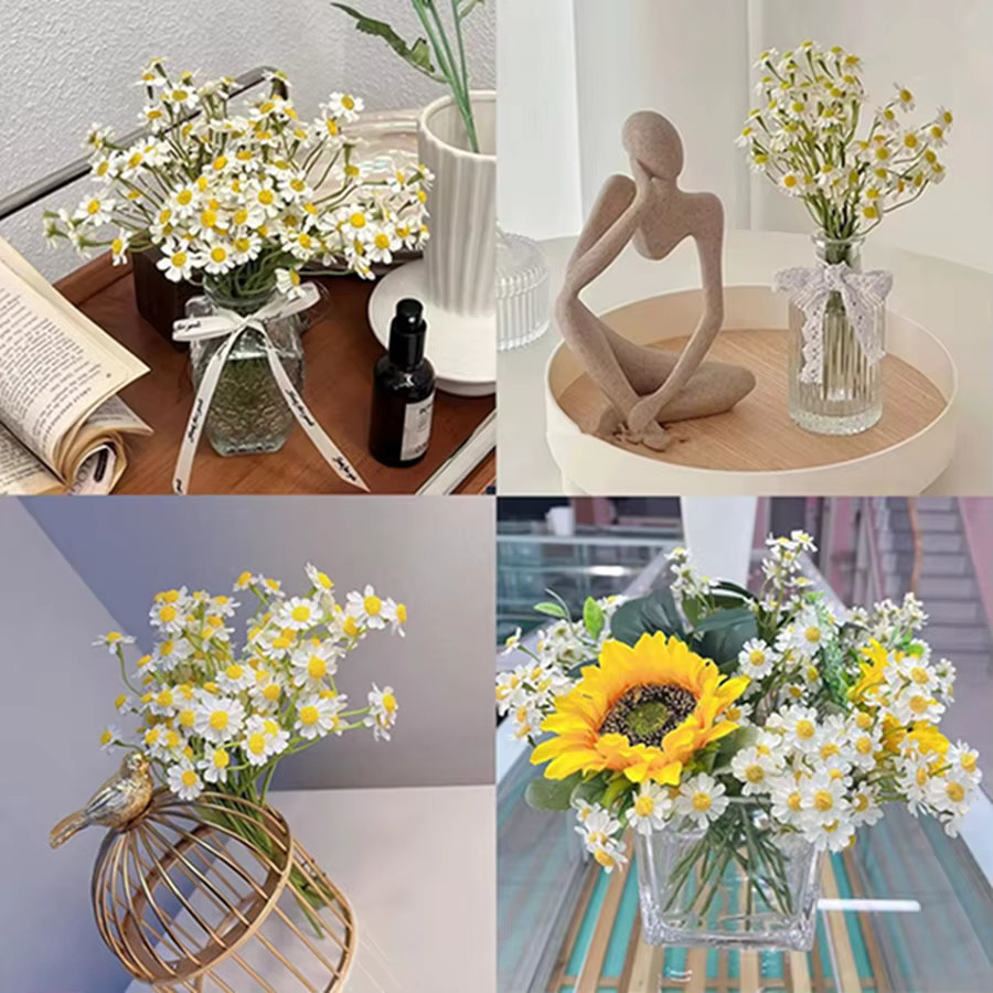 ZQCY Künstliche Chrysanthemen in Beige und Weiß für Tischdekoration, Hochzeiten und Garten-DIY-Projekte - Bild 2