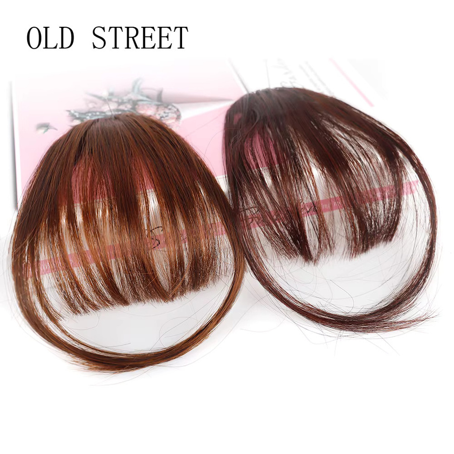 Old Street Synthetischer Air Bangs Clip-in Pony für Damen, Schwarz, Braun - Bild 2