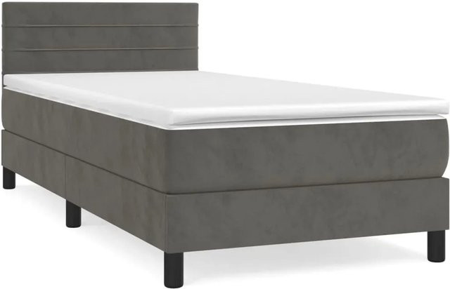 vidaXL Boxspringbett mit Matratze Dunkelgrau Samt B/T: 100 x 200 cm - Bild 1