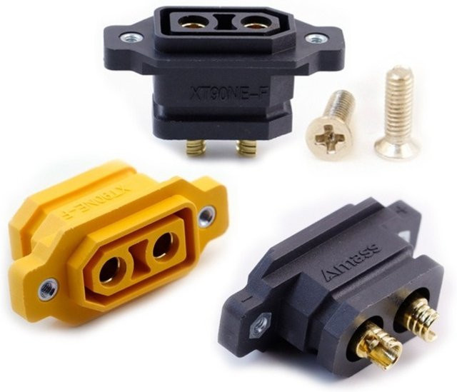 Amass XT90NE Lithium-Batterie-Ladeanschluss Set, 2 Stück, vergoldetes Kupfer, Schwarz und Gelb, weibliche XT90-Terminal-Stecker - Bild 1