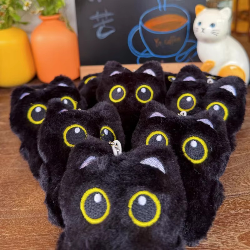 Potdemiel Schwarze Katze Plüschtier Schlüsselanhänger, Schwarz - Bild 2