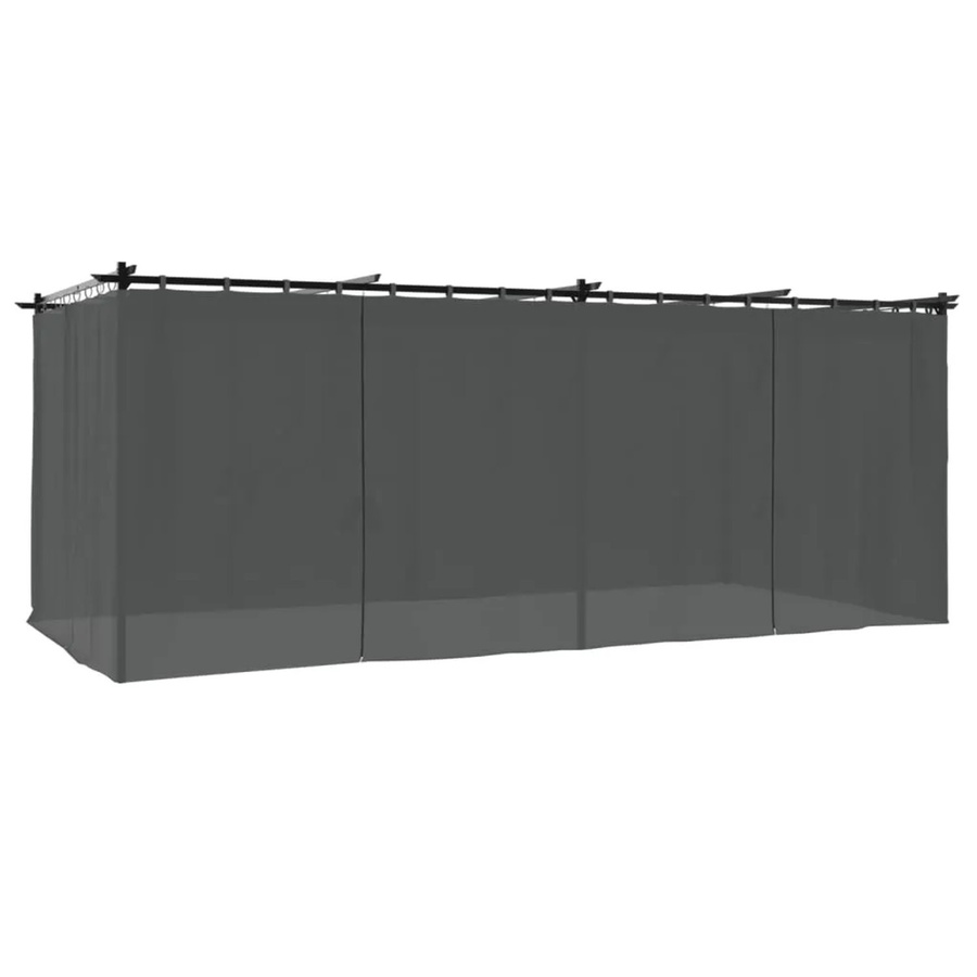 vidaXL Gartenpavillon mit Vorhängen und Fenstern in Anthrazit aus Stahl und Polyester, B x T x H: 6 x 3 x 2,95 m - Bild 2