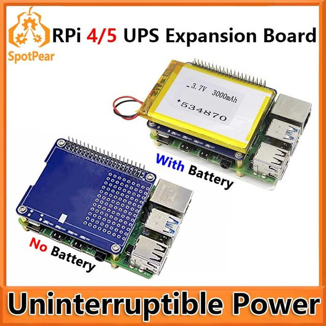 Spotpear RPi-UPS-H USV unterbrechungsfreie Stromversorgung HAT Lithium-Batterie-Modul für Raspberry Pi 4 und Pi 5 in Multicolour - Bild 1