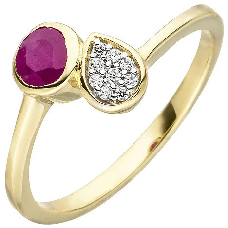Colfem Ring 333 Gelbgold, Rubin, Zirkonia, Damen - Bild 1