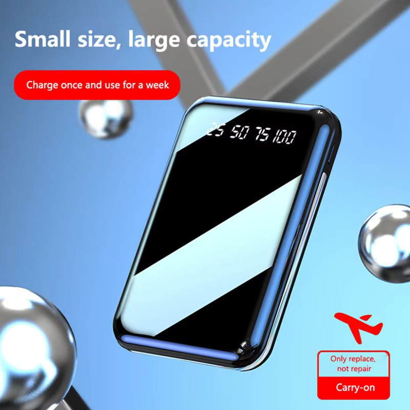 VIVO Mini-Powerbank 50000mAh Tragbares Ladegerät in Schwarz mit Spiegelbildschirm und LED-Digital-Anzeige für iPhone Xiaomi Samsung - Bild 3