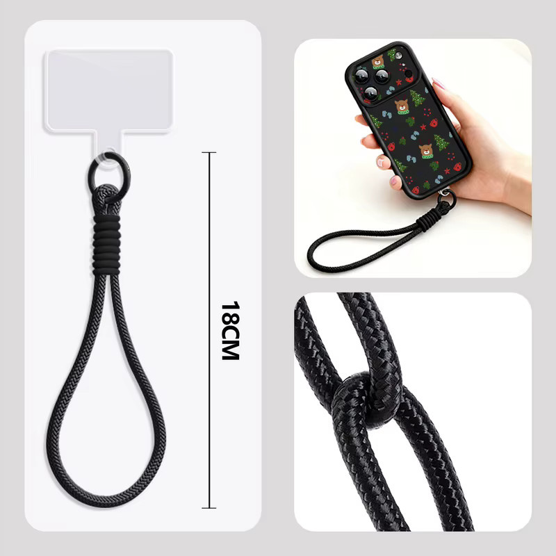 MOESOE Handyhülle mit Schneeflocken-Muster und Handgelenk-Strap für iPhone 11 bis iPhone 17 Pro Max, TPU Schutzhülle in Schwarz und Multicolour - Bild 3