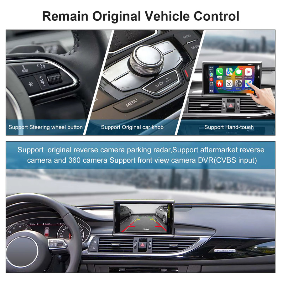 Drahtloses CarPlay und Android Auto Interface Retrofit Kit für Audi A6 C7 und A7 2012-2016 mit RMC/HN + R System Decoder Box Modul und Airplay in Schwarz - Bild 2