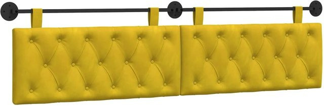 vidaXL Wandmontiertes Polsterpaneel aus Samt in Gelb, B/H/T: 210 x 55 x 7 cm - Bild 1