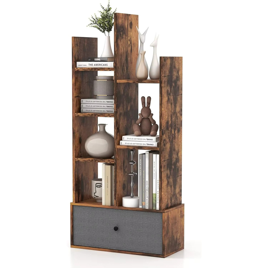 Baumförmiges Bücherregal von GOFLAME mit 7 Fächern und Schublade, Stehregal für Wohnzimmer und Schlafzimmer, B/T/H: 53 x 24 x 118 cm - Bild 7