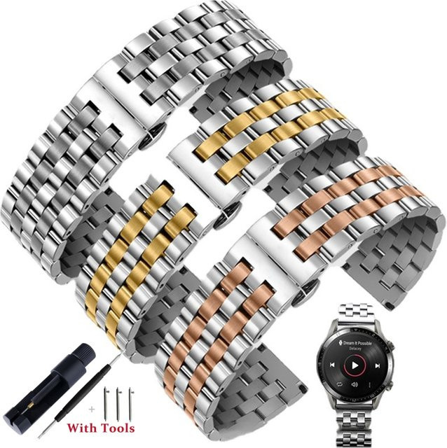Aotelayer Uhrenarmband Edelstahl, Silber, 20mm 22mm, Unisex - Bild 1