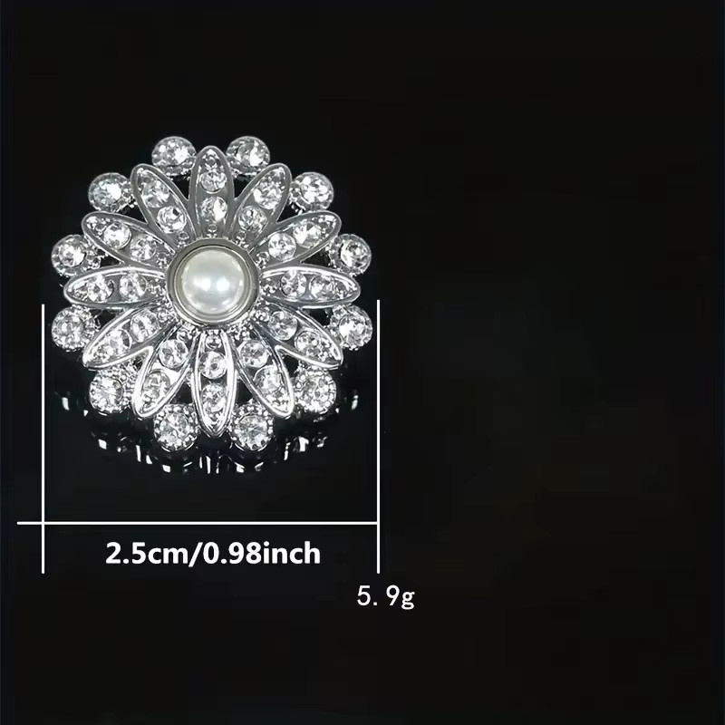5 Stück handgemachte Strass-Knöpfe mit Perlenbesatz für Kleidung und Handarbeiten, Durchmesser: 25 mm, in Gold und Silber sowie Multicolour - Bild 3