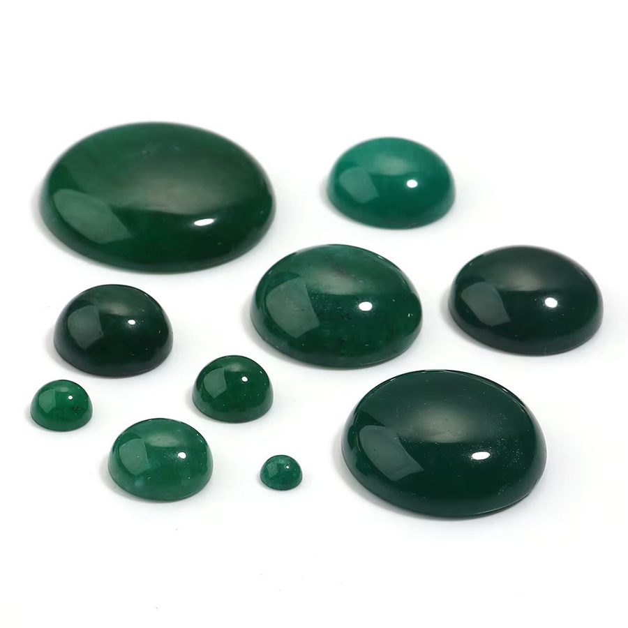 Xinyao Jade Perlen Cabochons, Grün, Rund - Bild 4