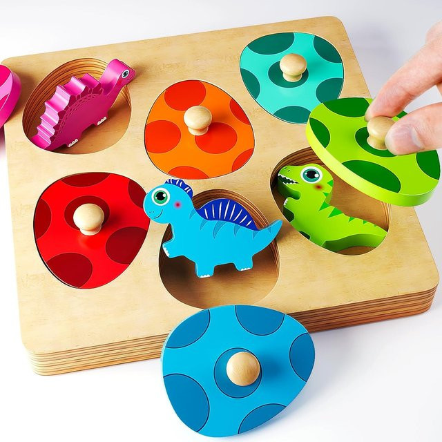 BizyKoady Dinosaurier-Match-Eier, Holzpuzzles, Dinosaurier, Holz - Bild 1