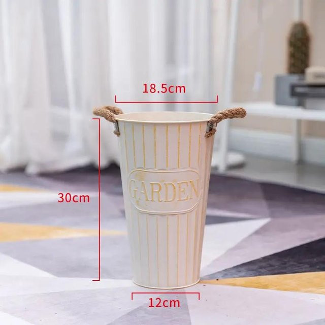 Rustikale Metallvase von Yiran Furniture mit Hanfseil zur Tischdekoration für getrocknete Blumen - Bild 1