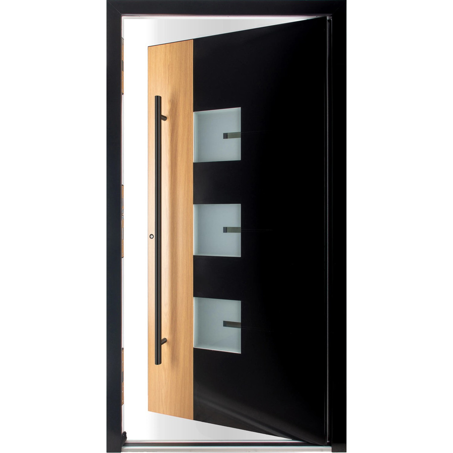 Moderno Haustür M330P Bicolor Wood in Schwarz-Eiche Natur, Aluminium beschichtet, B/H: 100 x 210 cm, DIN Links - Bild 2