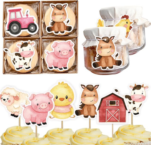 Bunte Papieraufkleber im Bauernhof-Design für DIY-Geschenke und Partydekorationen, Mehrfarbig - Bild 1