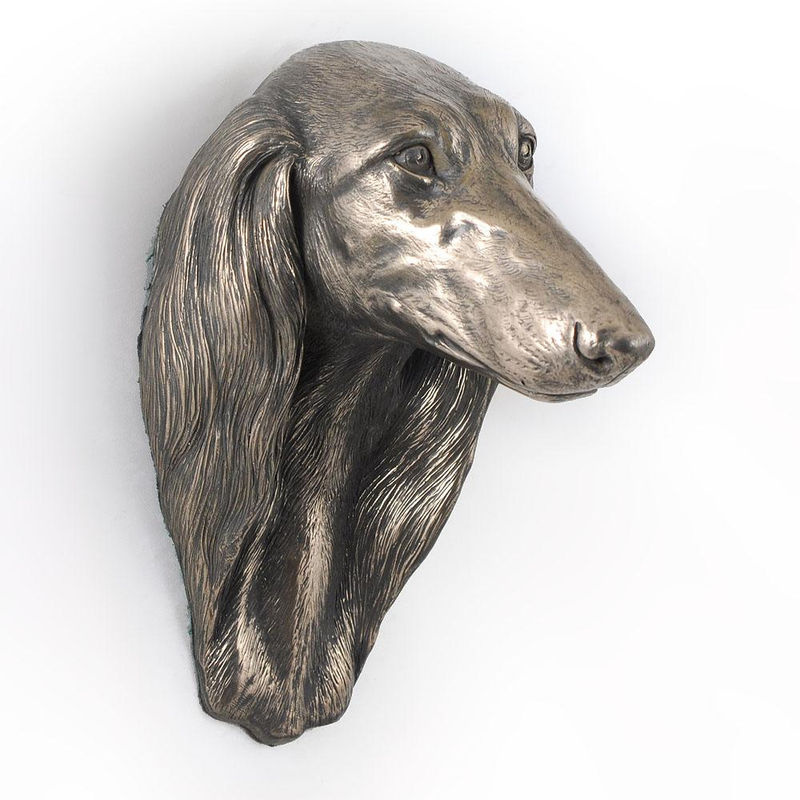 Art-Dog Saluki Hundestatue als hängende Büste in Bronze und Silber aus Kunstharz zur Dekoration - Bild 8
