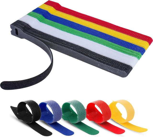 60 Stück wiederverwendbare Nylon-Kabelbinder in Multicolour, verstellbare Kabel-Organizer mit Klettverschluss für Zuhause und Büro, Größe: 15,2 cm - Bild 1