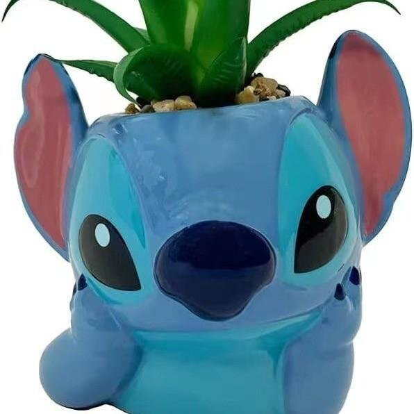 Disney Stitch Blumentopf aus Harz in Blau als dekoratives Pflanzgefäß für den Schreibtisch - Bild 1