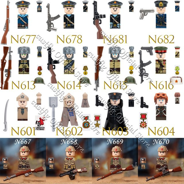 MOC Militär Sowjetische Soldaten Figuren, Bausteine, Bunt / Mehrfarbig - Bild 1