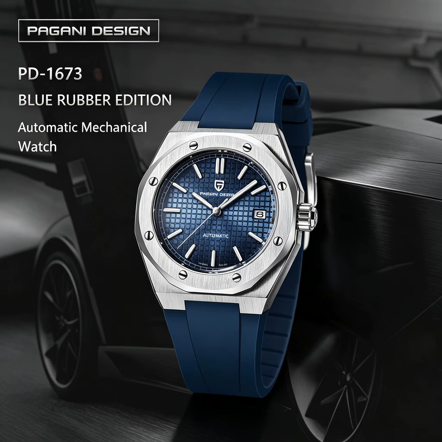 Pagani Design Armbanduhr, Automatik, Edelstahl, Blau, Herren - Bild 5