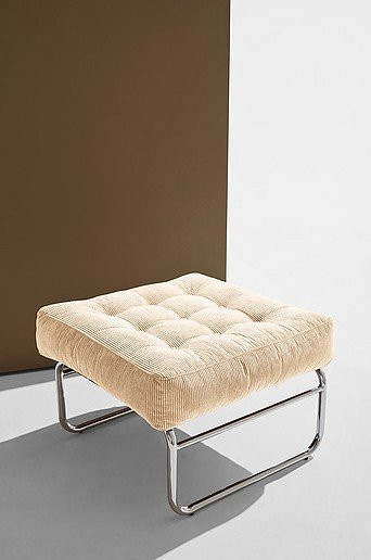 Luca Fußhocker Pastill Beige im Retro-Design mit Metallgestell - Bild 1