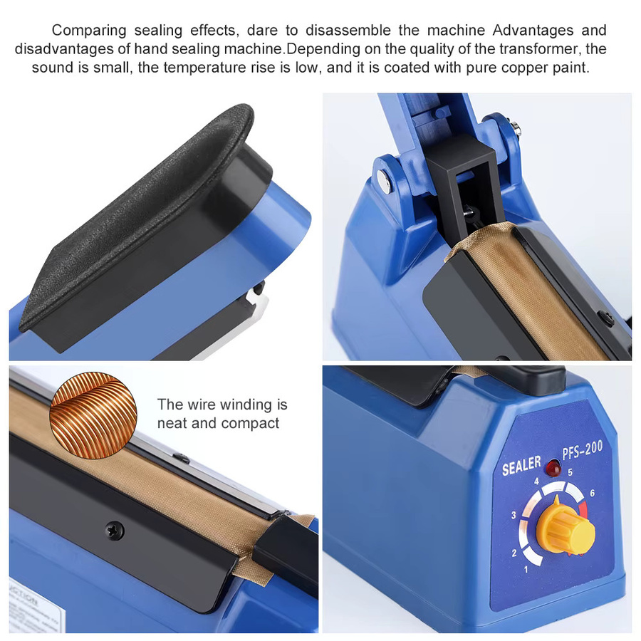 FLAREMORE Manueller Impulse Sealer für die Küche zur Lebensmittelversiegelung, Blau, Siegelbreite: 20 cm - Bild 3