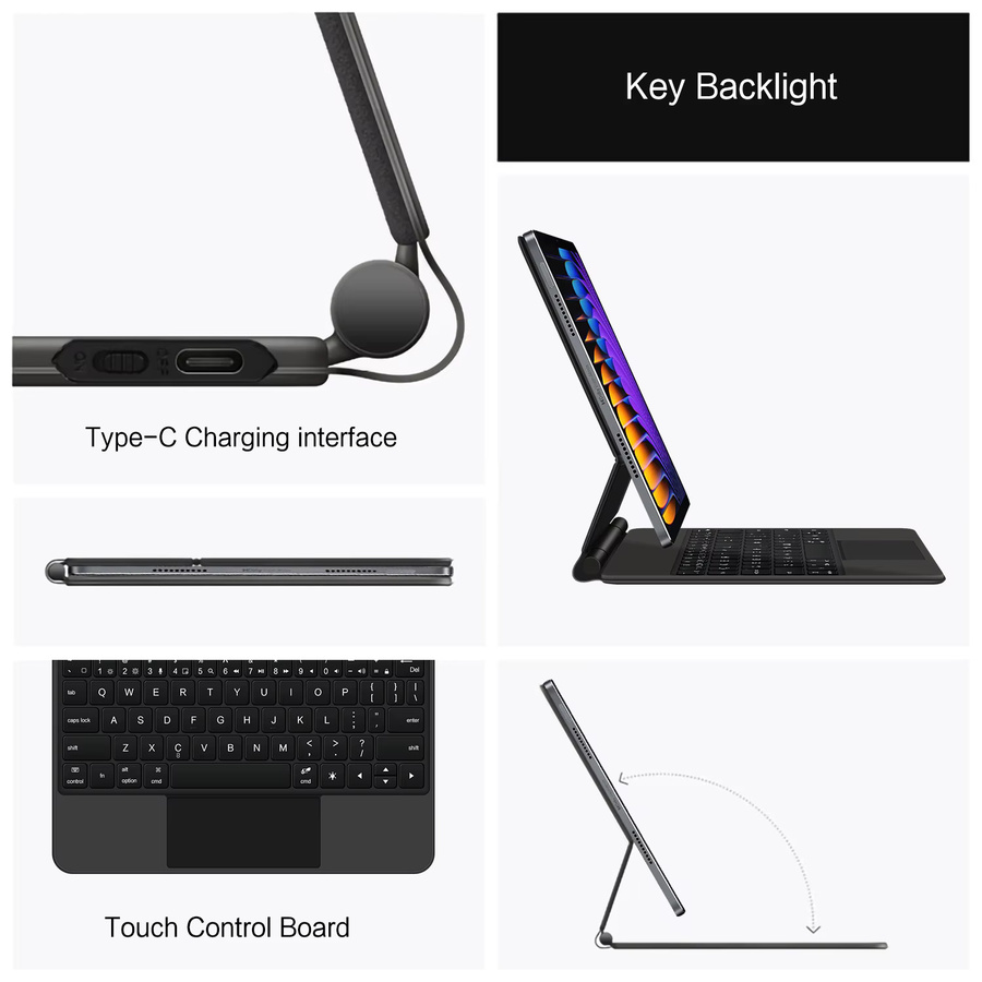 Xiaomi Magic Hintergrundbeleuchtete Tastatur Folio für Mi Pad 7 und Mi Pad 7 Pro 11,2 Zoll mit magnetischer Smart Cover Abdeckung und TouchPad in Schwarz oder Weiß - Bild 3