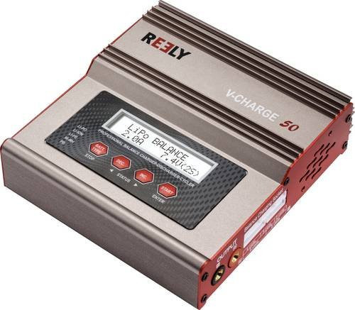 Reely V-Charge 50 Modellbau-Multifunktionsladegerät in Grau für LiIon, LiFePO, LiPo, NiCd, NiMH und Blei mit 12 V, 230 V und 7 A - Bild 1