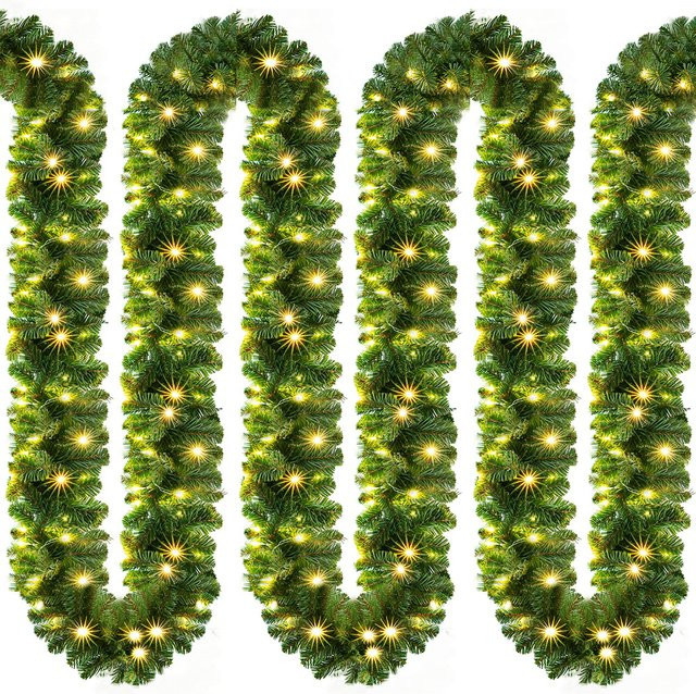 Casaria LED Weihnachtsgirlande in Grün mit warmweißem Licht, 10 m Länge, IP44 für Indoor und Outdoor - Bild 1