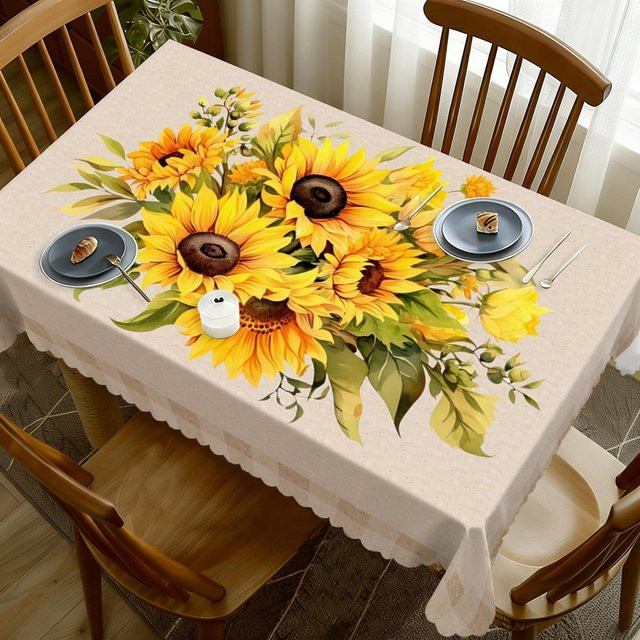 Wasserdichte rechteckige Tischdecke von JINGYUE Pet mit USA Flaggen-Design und Blumenmuster in Rot, Blau und Multicolour, B/T: 90 x 140 cm - Bild 1